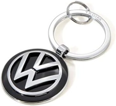 TROIKA Keyring KR16-05/VW VW Emblem 1 Key Ring Also Official Licensed by Volkswagen - Cast Metal - Original, 7 cm, Black/Silver, 7 cm, Keyring