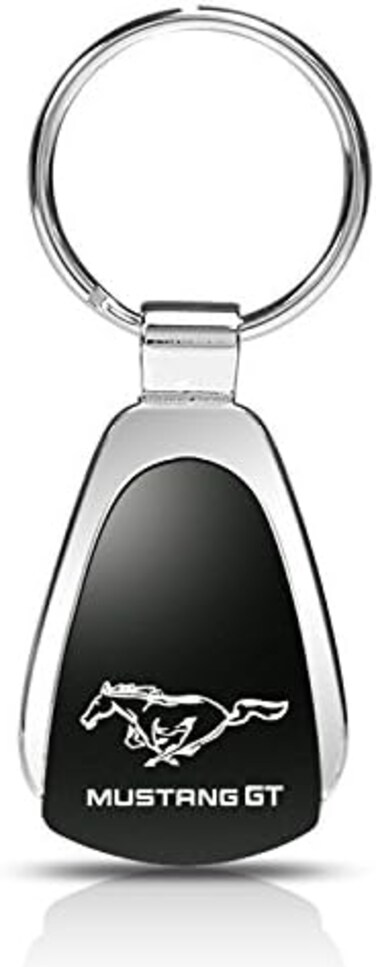 او-توموتيف جولد سلسلة مفاتيح بتصميم دمعة محفورة بالليزر لسيارة فورد موستانج جي تي بلون اسود