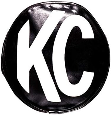 KC HiLiTES 5100 6" Round Black Vinyl Light Cover w/White KC Logo - Set of 2