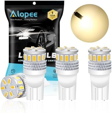 مصباح LED T10 194 168 2825 ساطع للغاية 300 لومن ابيض دافئ 3000 كلفن الجيل الخامس غير قطبي 12-24 فولت - 18 اس ام دي 3014 بديل للسيارة للخريطة والقبة ولوحة الارقام ولوحة العدادات من 4 قطع