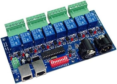 مفتاح مرحل DMX 8CH Dmx512 وحدة تحكم مخرج DMX512 تحكم في التتابع 8 اتجاهات (بحد اقصى 10 امبير)
