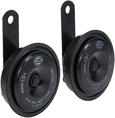 HELLA 011225802 Black 77mm 12V BX Disc Horn Kit (Universal Fit)