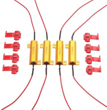 Aaron 4Pcs 50W 6ohm Load Resistors - Fix LED Bulb Fast Hyper Flash Turn Signal Blink Error Code (Resistors get very hot during working)
