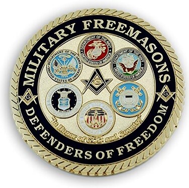 شعار سيارة ماسونية مستديرة من الماسونية العسكرية Defenders of Freedom - [أزرق وذهبي] [قطر 7.62 سم]