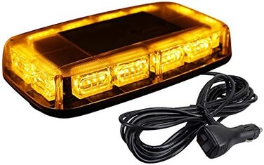ايه اس بي ال [5 مصابيح وامضة مطورة للسقف 48 LED، شريط اضاءة LED صغير عالي الوضوح للتحذير من السلامة في حالات الطوارئ مع قاعدة مغناطيسية لمحراث الثلج 12-24 فولت والشاحنات ومركبات البناء (كهرماني)