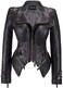 chouyatou Women's Fashion Studded Perfectly Shaping Faux Leather Biker Jacket