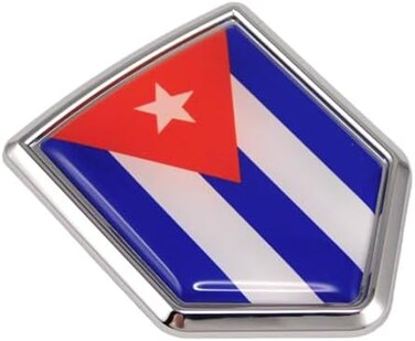 Car Chrome Decals Cuba Cuban Flag Emblem Sticker 3D CBSHD053