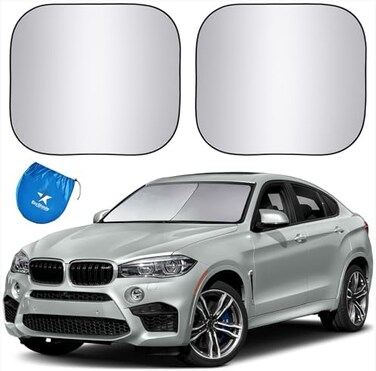 EzyShade Windshield Sun Shade with Shield-X Reflective Technology. See Vehicle Size-Chart. Foldable Car Sunshade for Front Windshield Window Car SUV Truck. Sun Visor Heat Shield. Standard (M) Size