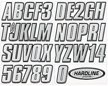 Hardline Products SIBLK800 Series 800 Factory Matched 3-Inch Boat &amp; PWC Registration Number Kit, Silver/Black