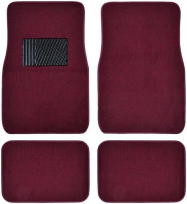 BDK MT-100-BD Burgundy Red Carpeted 4 Piece Car SUV Floor Mats With Vinyl Heel Pad Car Vehicle Universal Fit
