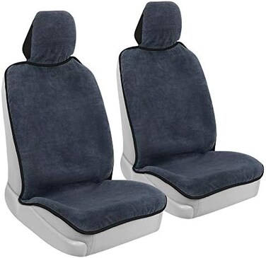 BDK UltraFit Car Seat Towel Cover, 2 Pack with Black Trim &ndash; Waterproof Machine-Washable Sweat Protector, Ideal for Gym Swimming Surfing Running Crossfit, Universal Fit for Auto Truck Van SUV