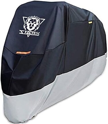 XYZCTEM Motorcycle Cover - All Season Black Waterproof Outdoor Protection - Fit for 108 inch Tour Bikes, Choppers and Cruisers - Protect Against Dust, Debris, Rain and Weather-XXL Large