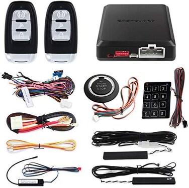 EASYGUARD EC002 Smart Key RFID PKE Car Alarm System Passive Keyless Entry Remote Engine Start Starter Push Start Button &amp; Touch Password Entry Hopping Code