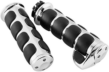 Kuryakyn 6212 Premium ISO Handlebar Grips with Standard Throttle Boss for Dual Cable Throttle Control: 1982-2019 Harley-Davidson Motorcycles, Chrome, 1 Pair
