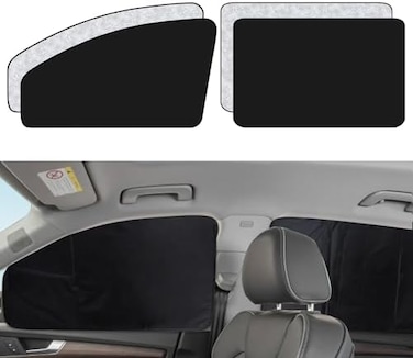 XCBYT Car Privacy Side Window Sunshades - 4 Pcs Magnet Sun Shades for Baby Women Men Black Car Curtains Foldable Protection Upgraded Wersion