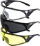 GV Set of 3 PAIRS: PADDED MOTORCYCLE RIDING GLASSES - DAY NIGHT