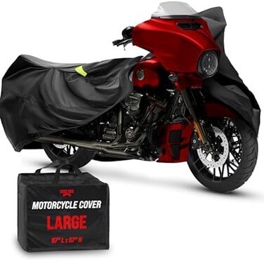 Badass Motogear - All Weather Waterproof Heavy Duty Motorcycle/Motorbike Cover: 250 cm (L) x 145 cm (H), Sized for Fill-Sized Cruisers &amp; Touring Bikes over 800 CC (Large) (8542067348)