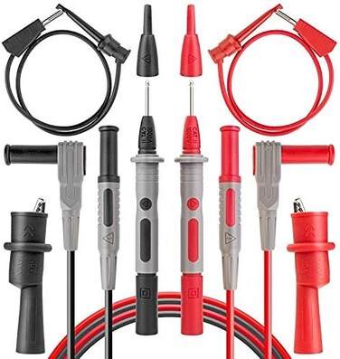 استرو ايه اي مجموعة اسلاك اختبار متعددة مع مشابك تمساح وخطافات صغيرة لاختبار المكبس، مجسات اختبار 1000 فولت 10 امبير كات III وكات 4 600 فولت للمقياس المتعدد ومقياس الفولتميتر ومقياس المشبك