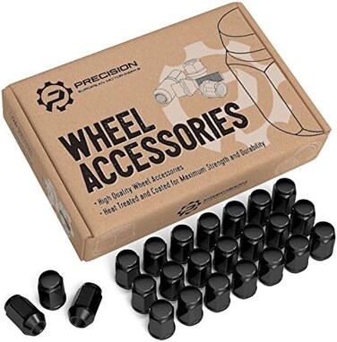 24 قطعة من صواميل العجلة 12 × 1.5 - متوافقة مع تويوتا تاكوما 4 رانر اف جيه كروزر توندرا ولكزس GX460 GX470 والمزيد - طول 1.4 انش وعرض 0.87 انش - مقعد مخروطي منتفخ بطرف مغلق - اسود