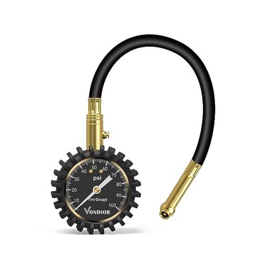 فونديور مقياس ضغط الاطارات من ايليت 100 باوند لكل انش مربع - قرص متوهج سهل القراءة مقاس 2 انش، مادة نحاسية صلبة