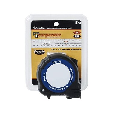 FastCap ProCarpenter True32 Metric Reverse Measuring Tape - Ideal for Professionals and Home Improvement - with Lever Action Belt Clip and Dual Locking System - 16' - 99953