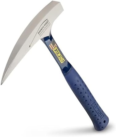 Estwing Rock Pick Geological Hammer with Pointed Tip &amp; Shock Reduction Grip, Blue, 22 oz, E3-22P