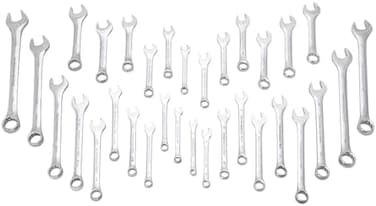 Performance Tool W1099 32-Piece Sae And Metric Wrench Set With Premium Mirror Polished Chrome Vanadium Steel And Organizer Tray