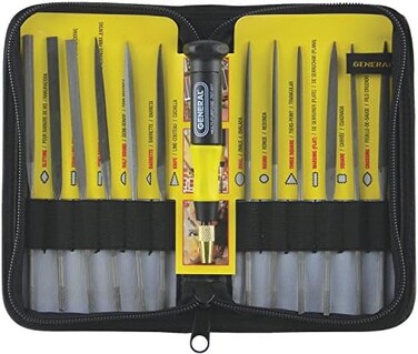 General Tools 707475 Swiss Pattern Needle File Set, 12-Piece, Black, Set Of 12 And Handle