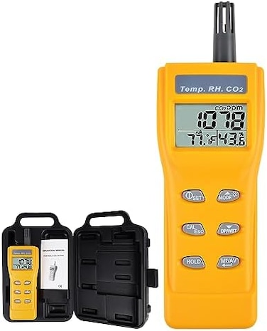 TEKCOPLUS CO2 Meter Portable CO2 Detector Digital CO2 Monitor with Alarm Function Carbon Dioxide Temperature and Humidity Meter, NDIR CO2 Sensor Indoor Air Quality Monitor for Home Office Grow Room