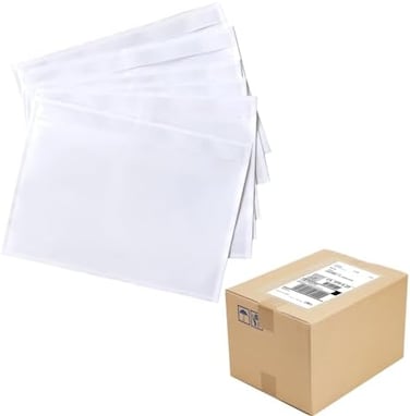 FungLam 100 Pack 7.5" x 5.5" Clear Self-Adhesive Top Loading Packing List/Shipping Label Envelopes Pouches