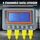 TEKCOPLUS Thermometer Thermocouple K Type 4- Channel SD Card Data Logger Temperature with Beeper and LED Alarm + 2 Bead Type Probe Wire Sensor
