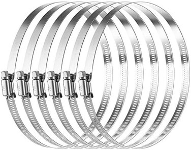 MIAHART 6 inch Hose Clips 304 Stainless Steel Duct Clamps Pipe Clamps Adjustable 141mm-165mm Hose Clamp (Pack of 6)