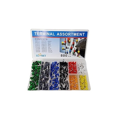 EL-SKY 800pcs Assortment Ferrule Wire Copper Crimp Connector, Wire Terminals Kit, Wire Connector Kit, Insulated Cord Pin End Terminal AWG 22-10 Kit