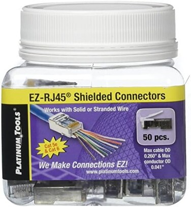 بلاتينيوم تولز أرضية داخلية محمية EZ-RJ45 202020J، عبوة من 50 قطعة