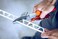 ORIGINAL LOWE Original L&Ouml;WE Miter Shears 3.104 with 45&deg; Stops for Precision Cutting - Professional Grade Angle Cutter Tool for Plastic, Rubber, Wood, PVC, Leather, Metal