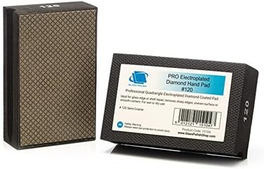 GLASS POLISH PRO Diamond Hand Polishing Pad, Grit 120 Coarse Foam Sanding Block for Quick Surface Edging and Fast Sanding of Glass, Tiles, Ceramics, Concrete, Granite, Marble, and More - GP15104