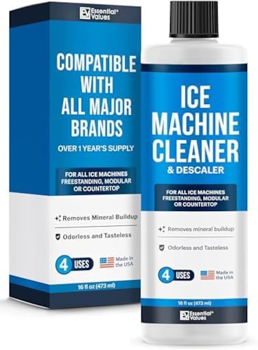 Essential Values Ice Machine Cleaner, Nickel Safe Descaler   Ice Maker Cleaner, Universal Application For Affresh/Whirlpool 4396808, Manitowac, Ice-O-Matic, Scotsman, Follett Ice Makers By, 16OZ