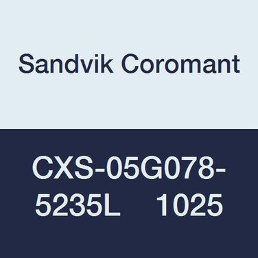 Sandvik Coromant CXS-05G078-5235L 1025, Carbide CoroTurn XS Solid Carbide Tool for Grooving, Left Hand Cut, Without Coolant, 0 deg Lead Angle
