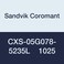 Sandvik Coromant CXS-05G078-5235L 1025, Carbide CoroTurn XS Solid Carbide Tool for Grooving, Left Hand Cut, Without Coolant, 0 deg Lead Angle
