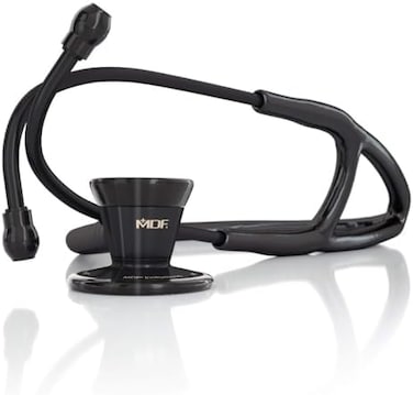 MDF Instruments ProCardial Cardiology Stethoscope, Stainless Steel, Adult, Dual Head, Black Tube, Black Chestpiece-Headset, MDF797BO