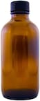 GreenHealth Pack of 12-4 oz Amber Glass Boston Round Bottles w/Black Phenolic Cone Lined Caps