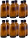 GreenHealth Pack of 12-4 oz Amber Glass Boston Round Bottles w/Black Phenolic Cone Lined Caps