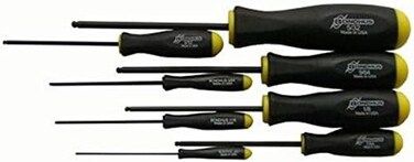 Bondhus 10632 Set Of 8 Balldriver Screwdrivers, Proguard Finish, Sizes .050-5/32-Inch