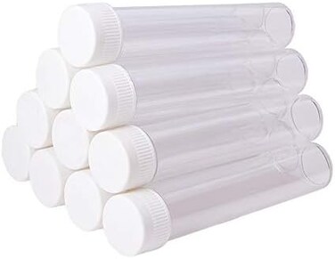 erioctry 25ml Plastic Containers Test Tubes Vials Sample Container with Screw Cap (Pack of 12)