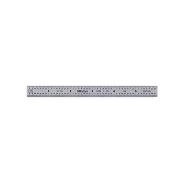 Mitutoyo 182-202، قاعدة فولاذية، 6 بوصة (16R)، (1/32، 1/64 بوصة، 1/50 بوصة، 1/100 بوصة)، 1/64 بوصة سميكة × 1/2 بوصة عرض، مطلية بالكروم الساتان الصلب المقاوم للصدأ