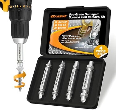 Alden 8440P Grabit Pro Broken Bolt and Damaged Screw Extractor 4 Piece Kit