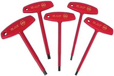 Wiha 33478 Insulated T-Handle Hex Metric Set with 4.0, 5.0, 6.0, 8.0 and 10.0mm, 5-Piece