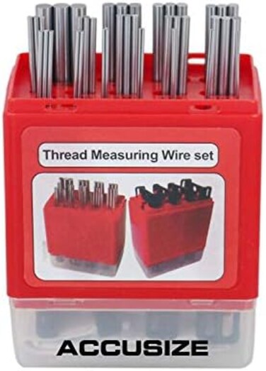 Accusize Industrial Tools U.S. and Metric Thread Measuring Wire Set with Thread Measuring Wire Holders, Eg06-1002