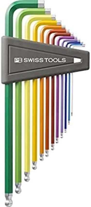 PB Swiss Tools 12-pcs PB212ZHL12 Rainbow Colour Ball-end Hex Wrench 1/20-5/16