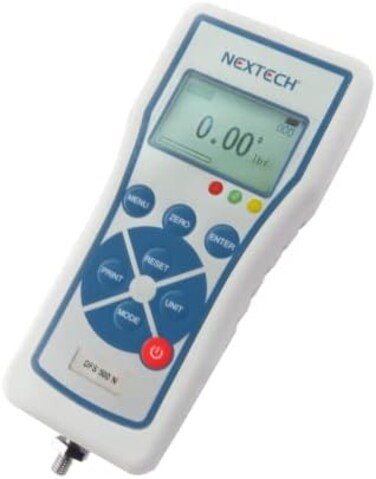 Nextech DFS1000 (1000N/220lbf/100kgf) Digital Force Gauge, Push Pull Gauge, Peak/Track Mode, Invert Display, Pass/Fail LED, USB Output, Back-Lit Graphic LCD, Metal Enclosures